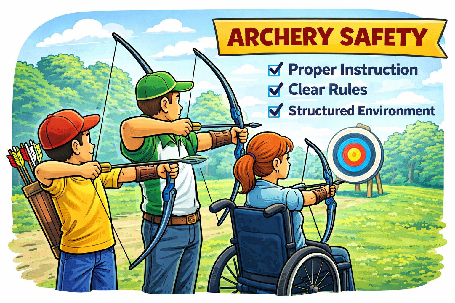 Archery practice with family and inclusion